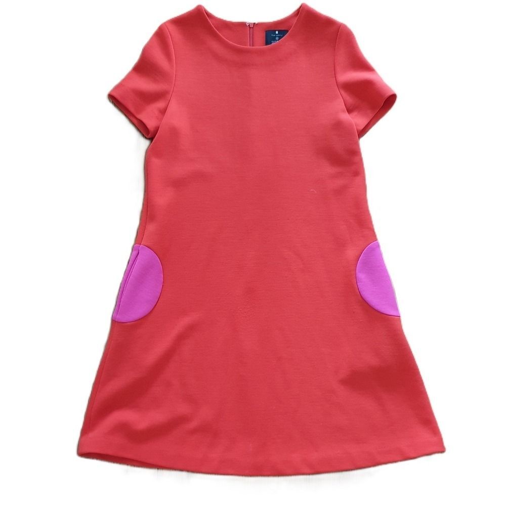 Lisa Perry Barneys New York Round-pocket Red Mini Dess 100% Wool A-Line Size 8